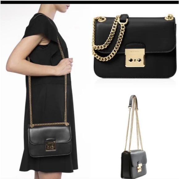 Michael Kors Black and Gold Sloan Editor- Adjustable Crossbody/Shoulder Bag - Picture 9 of 9